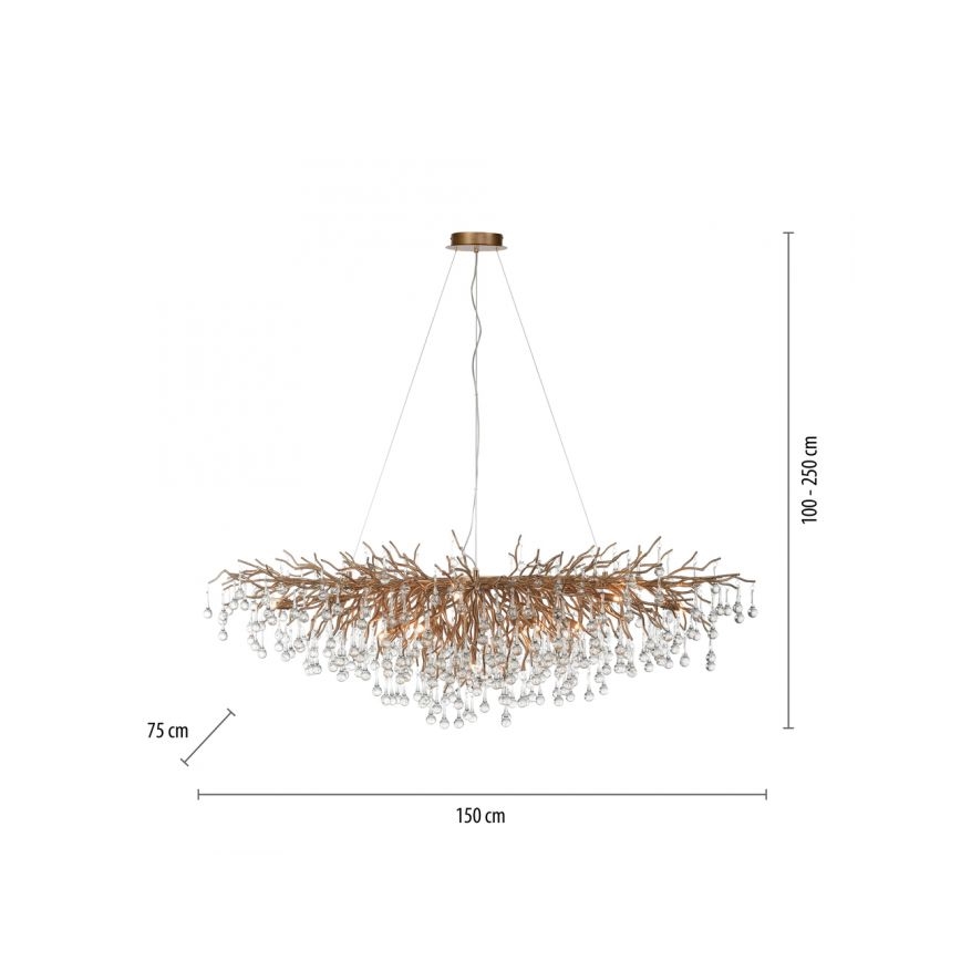 Paul Neuhaus 2031-11 - Luster na sajli ICICLE 15xG9/40W/230V 75x150 cm mesing