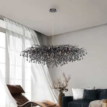Paul Neuhaus 2031-18 - Viseći luster na sajli ICICLE 15xG9/40W/230V 75x150 cm crna