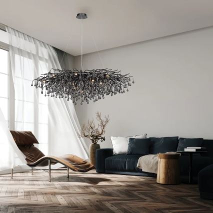 Paul Neuhaus 2031-18 - Viseći luster na sajli ICICLE 15xG9/40W/230V 75x150 cm crna