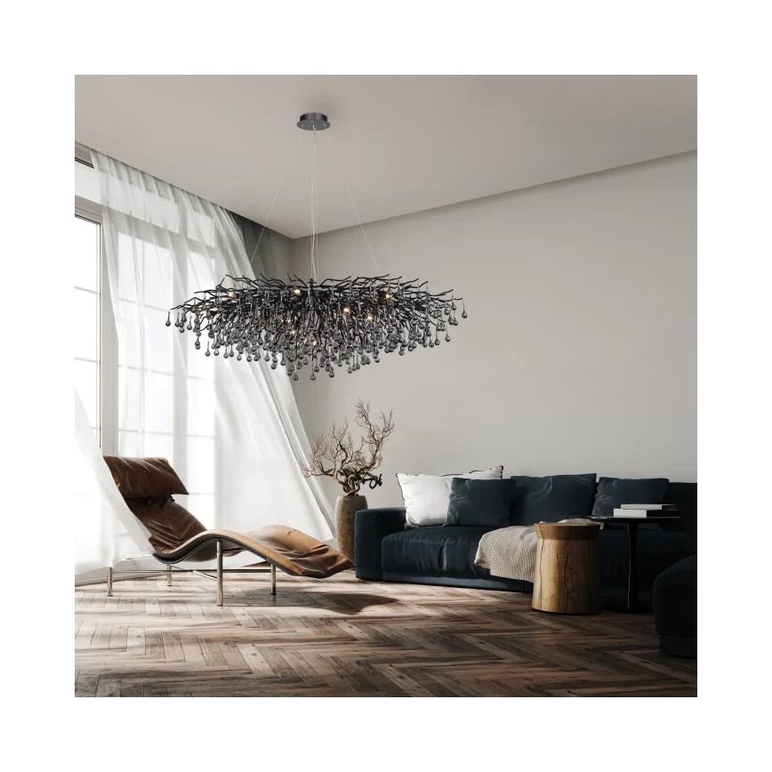 Paul Neuhaus 2031-18 - Viseći luster na sajli ICICLE 15xG9/40W/230V 75x150 cm crna