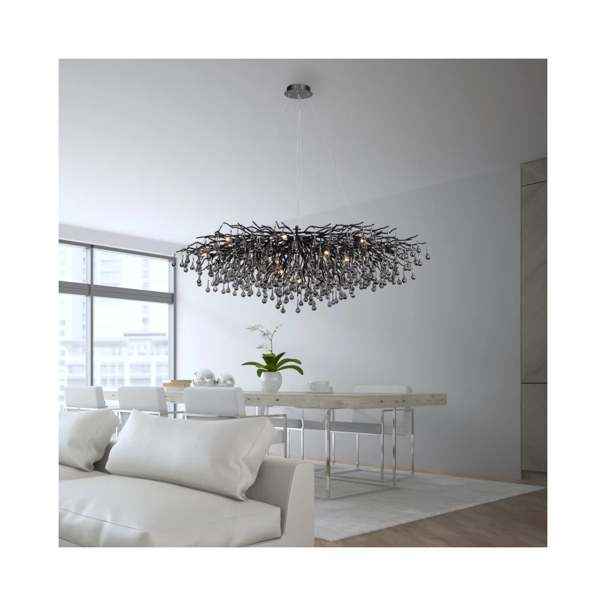 Paul Neuhaus 2031-18 - Viseći luster na sajli ICICLE 15xG9/40W/230V 75x150 cm crna