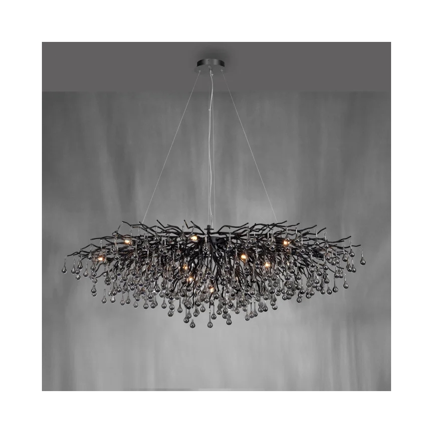 Paul Neuhaus 2031-18 - Viseći luster na sajli ICICLE 15xG9/40W/230V 75x150 cm crna
