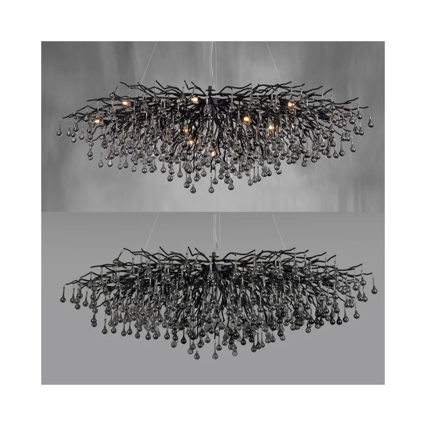 Paul Neuhaus 2031-18 - Viseći luster na sajli ICICLE 15xG9/40W/230V 75x150 cm crna