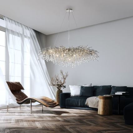 Paul Neuhaus 2031-55 - Luster na sajli ICICLE 15xG9/40W/230V 75x150 cm sjajni krom