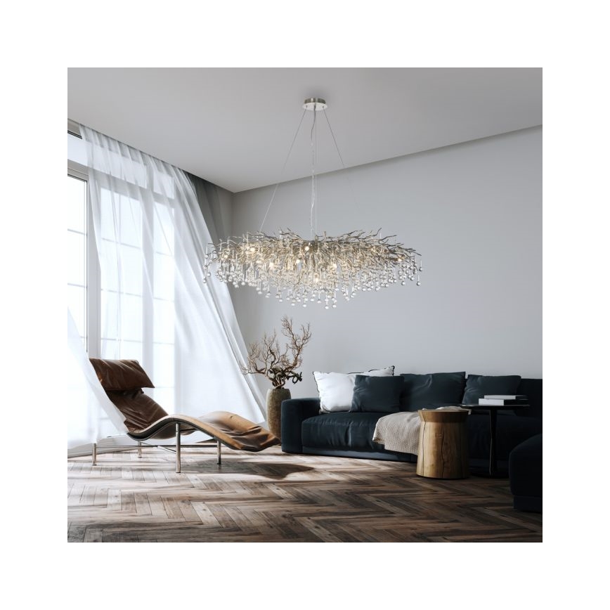 Paul Neuhaus 2031-55 - Luster na sajli ICICLE 15xG9/40W/230V 75x150 cm sjajni krom