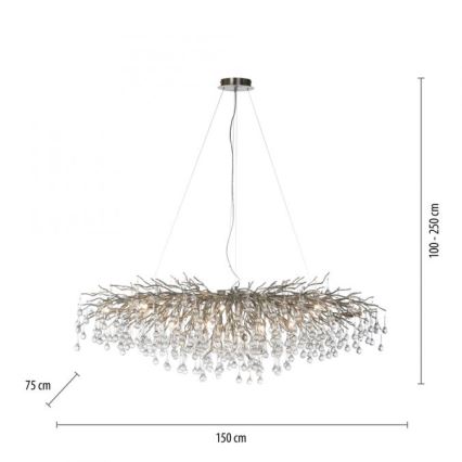 Paul Neuhaus 2031-55 - Luster na sajli ICICLE 15xG9/40W/230V 75x150 cm sjajni krom