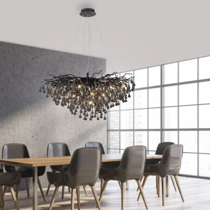Paul Neuhaus 2192-18 - Viseći luster na kabelu ICICLE 10xG9/40W/230V 50x100 cm crni