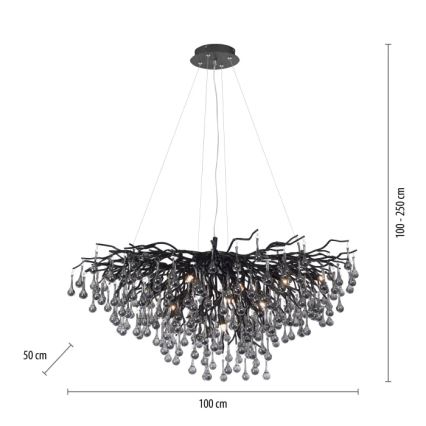 Paul Neuhaus 2192-18 - Viseći luster na kabelu ICICLE 10xG9/40W/230V 50x100 cm crni