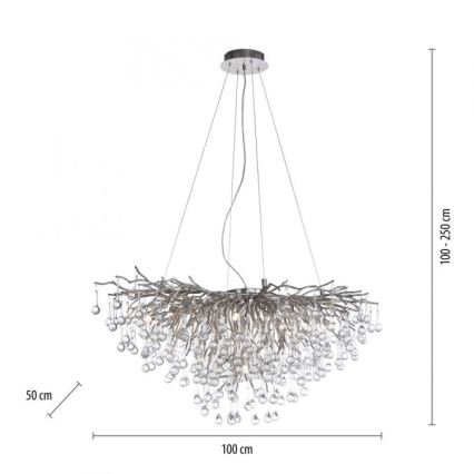Paul Neuhaus 2192-55 - Luster na sajli ICICLE 10xG9/40W/230V 50x100 cm sjajni krom