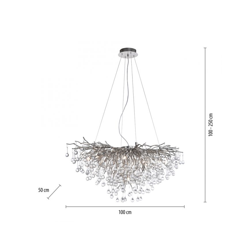 Paul Neuhaus 2192-55 - Luster na sajli ICICLE 10xG9/40W/230V 50x100 cm sjajni krom