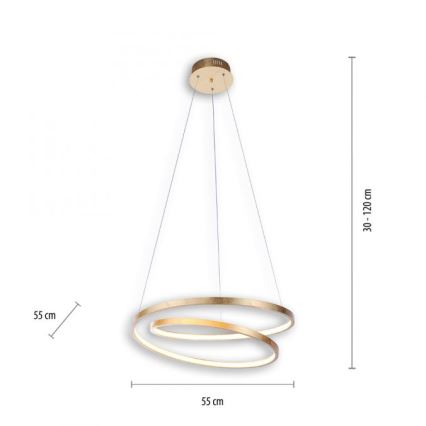 Paul Neuhaus 2472-12 - LED Prigušivi luster na sajli ROMAN LED/30W/230V zlatna