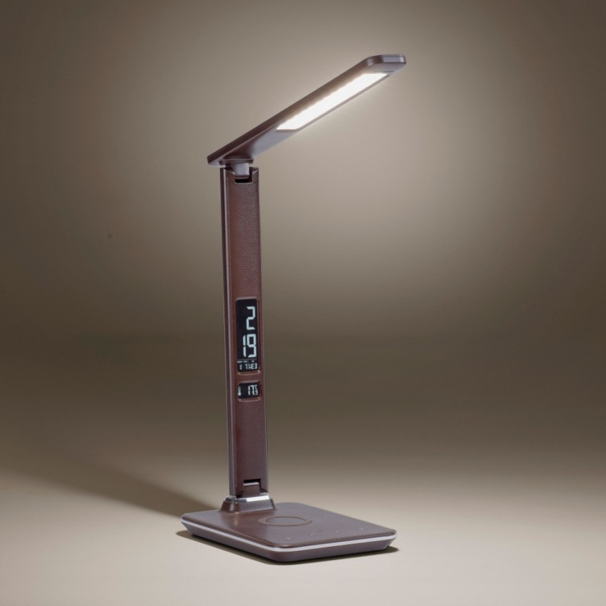 Paul Neuhaus 4595-23 - LED stolna lampa s dodirnim prigušivačem i bežičnim punjenjem ADRIANO LED/5W/230V smeđa