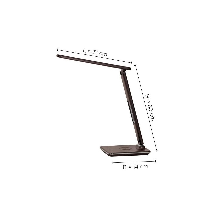 Paul Neuhaus 4595-23 - LED Prigušiva stolna lampa s upravljanjem na dodir i bežičnim punjenjem ADRIANO LED/5W/230V smeđa