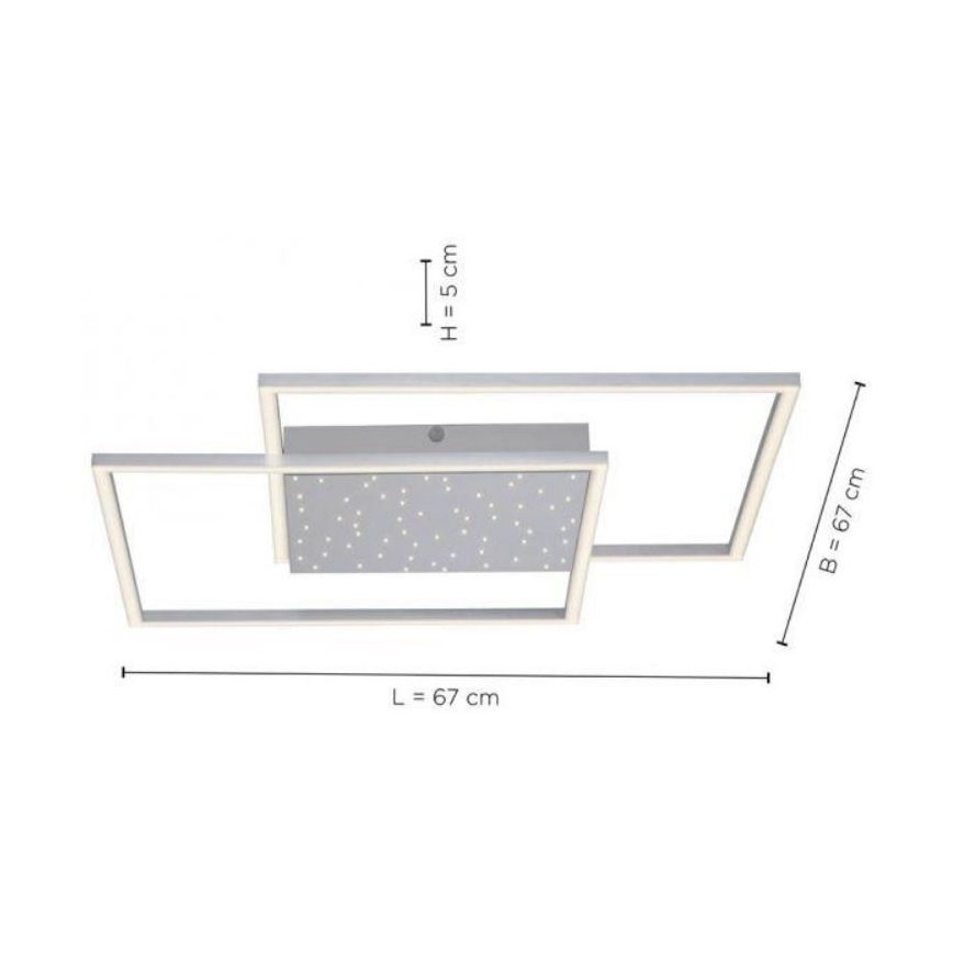 Paul Neuhaus 6024-55 - LED Prigušivi ugradbeni luster YUKI LED/49W/230V + daljinski upravljač