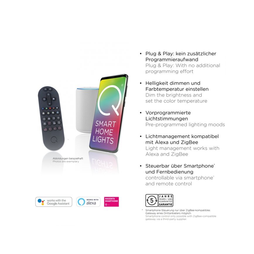 Paul Neuhaus 6071-18 - LED stropna svjetiljka s prigušivanjem Q-PIATO LED/35W/230V promjer 51 cm 2700-5000K Wi-Fi + daljinski upravljač