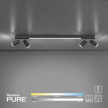 Paul Neuhaus 6121-13 - LED Prigušiva reflektorska svjetiljka PURE 4xLED/4W/230V + LED/9W 2700-5000K + daljinski upravljač