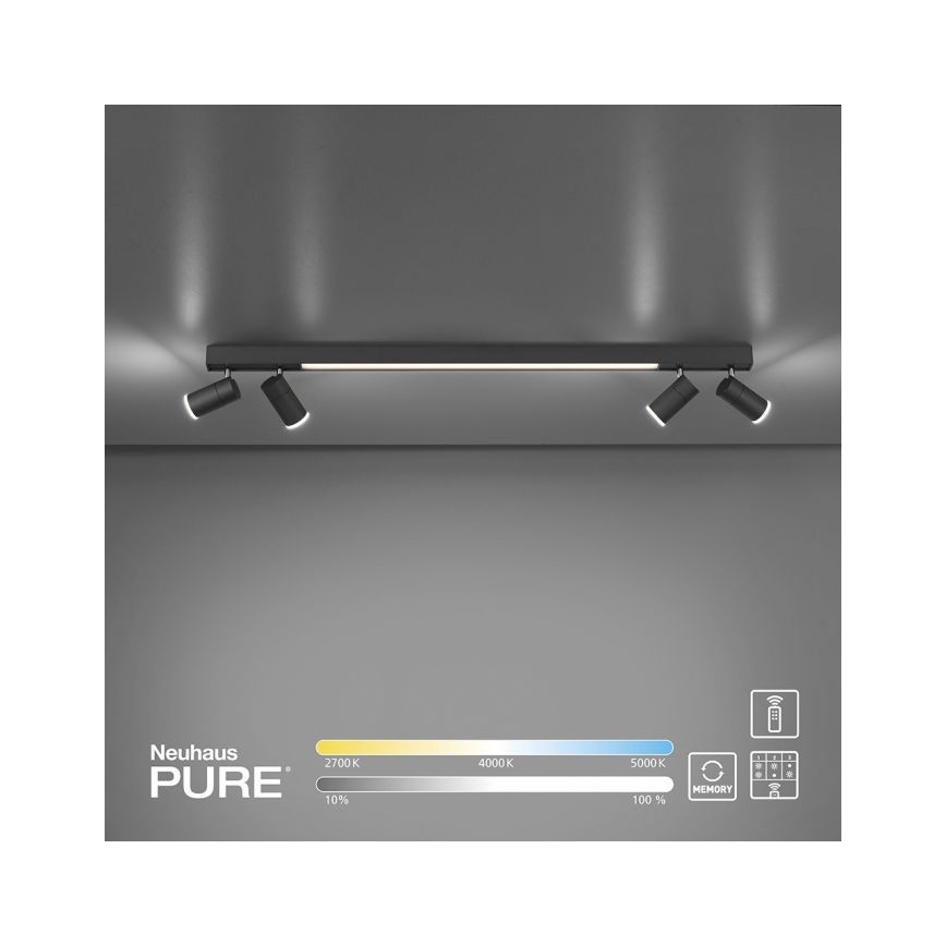 Paul Neuhaus 6121-13 - LED Prigušiva reflektorska svjetiljka PURE 4xLED/4W/230V + LED/9W 2700-5000K + daljinski upravljač