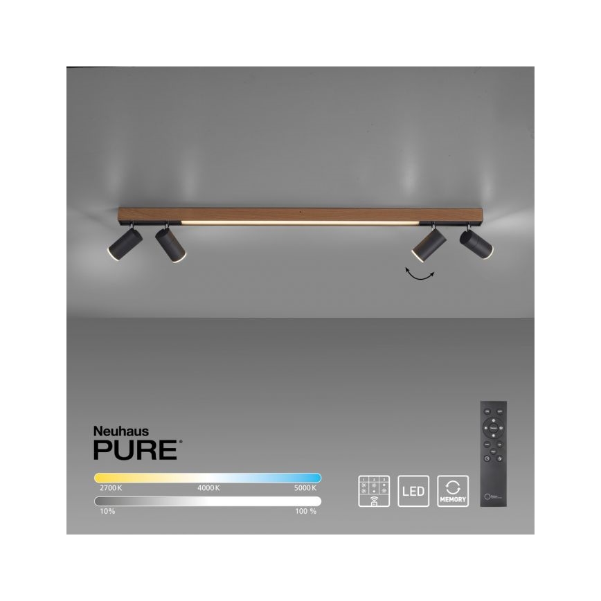 Paul Neuhaus 6121-79 - LED Prigušiva reflektorska svjetiljka PURE 4xLED/4W/230V + LED/9W 2700-5000K + daljinski upravljač