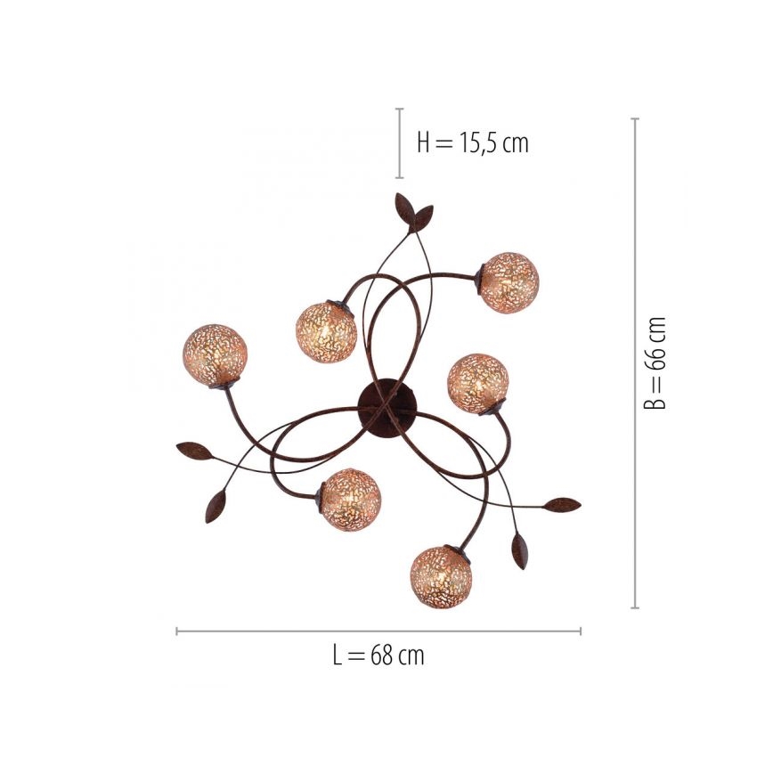 Paul Neuhaus 6398-48 - Nadgradni luster GRETA 6xG9/40W/230V