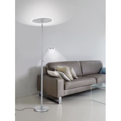 Paul Neuhaus 673-55 - LED podna lampa s prigušivanjem ARTUR 2xLED/21W/230V+LED/6W sjajni krom