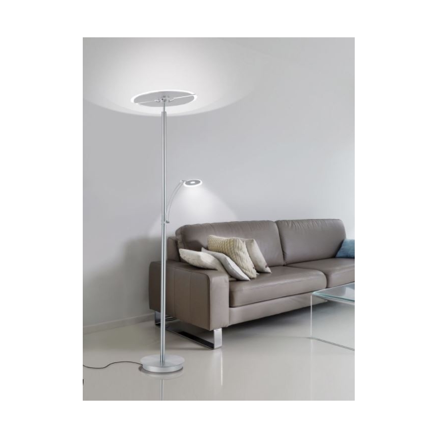 Paul Neuhaus 673-55 - LED podna lampa s prigušivanjem ARTUR 2xLED/21W/230V+LED/6W sjajni krom