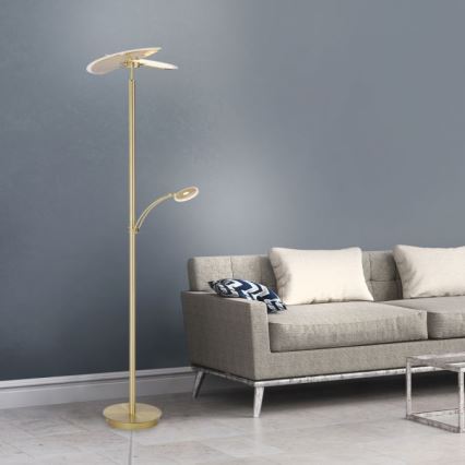 Paul Neuhaus 673-60 - LED prigušivačka podna svjetiljka ARTUR 2xLED/21W/230V+LED/6W zlatna