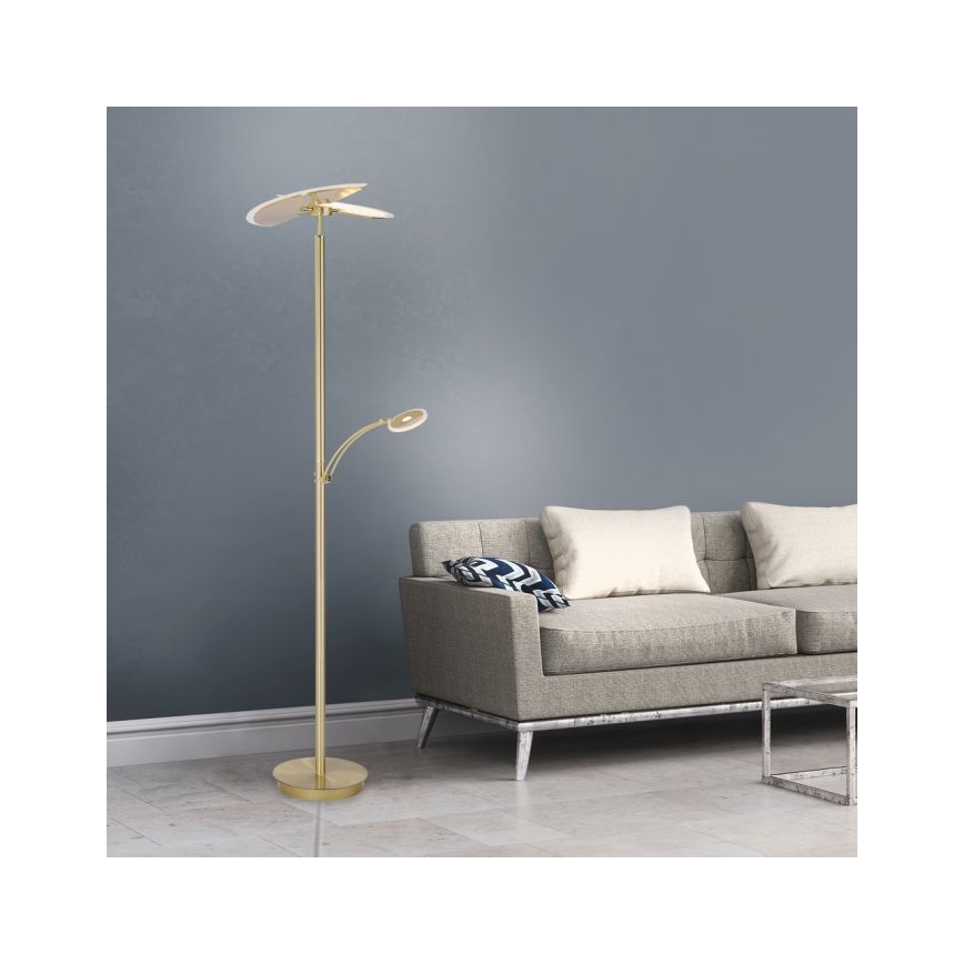 Paul Neuhaus 673-60 - LED prigušivačka podna svjetiljka ARTUR 2xLED/21W/230V+LED/6W zlatna
