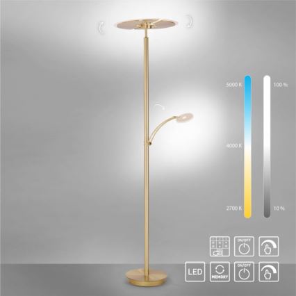 Paul Neuhaus 673-60 - LED prigušivačka podna svjetiljka ARTUR 2xLED/21W/230V+LED/6W zlatna