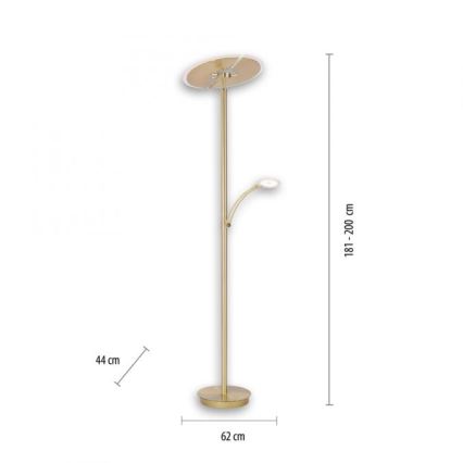 Paul Neuhaus 673-60 - LED Prigušiva podna lampa ARTUR 2xLED/21W/230V+1xLED/6W zlatna