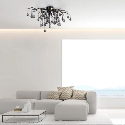 Paul Neuhaus 8090-18 - Stropni luster ICICLE 4xG9/40W/230V 30x60 cm crna