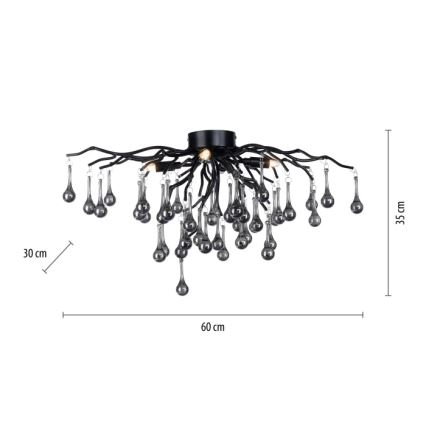 Paul Neuhaus 8090-18 - Stropni luster ICICLE 4xG9/40W/230V 30x60 cm crna