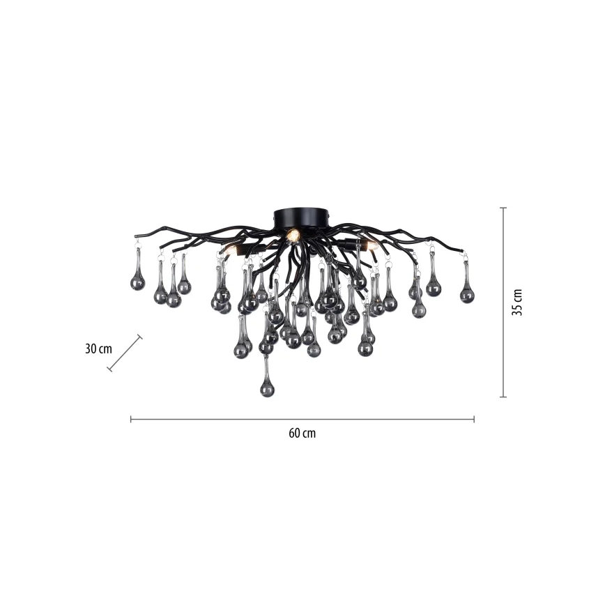 Paul Neuhaus 8090-18 - Stropni luster ICICLE 4xG9/40W/230V 30x60 cm crna