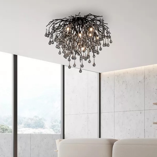 Paul Neuhaus 8091-18 - Stropni luster ICICLE 9xG9/40W/230V Ø 50 cm crna