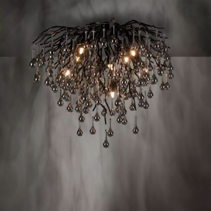 Paul Neuhaus 8091-18 - Stropni luster ICICLE 9xG9/40W/230V Ø 50 cm crna