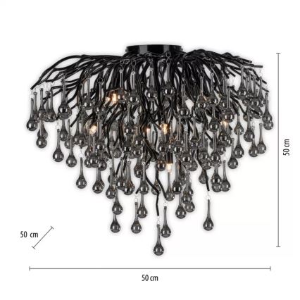 Paul Neuhaus 8091-18 - Stropni luster ICICLE 9xG9/40W/230V Ø 50 cm crna