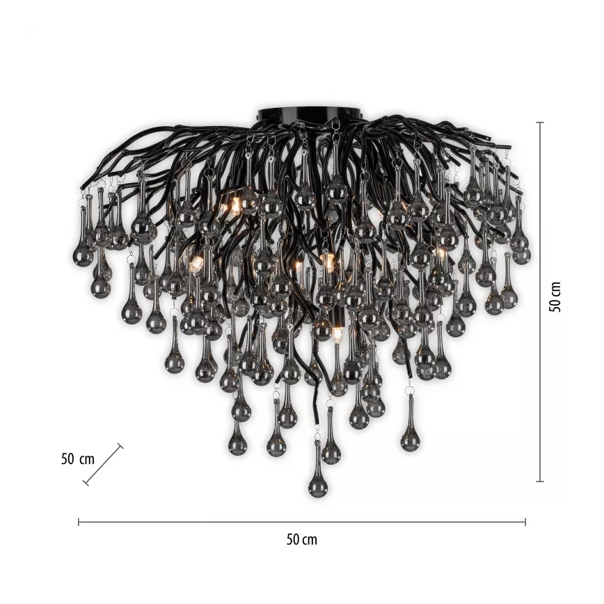 Paul Neuhaus 8091-18 - Stropni luster ICICLE 9xG9/40W/230V Ø 50 cm crna