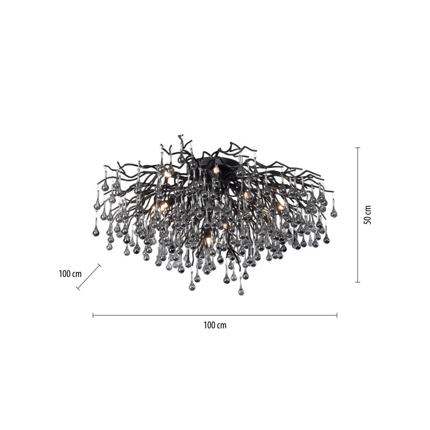 Paul Neuhaus 8092-18 - Plafonski luster ICICLE 14xG9/40W/230V Ø 100 cm crni
