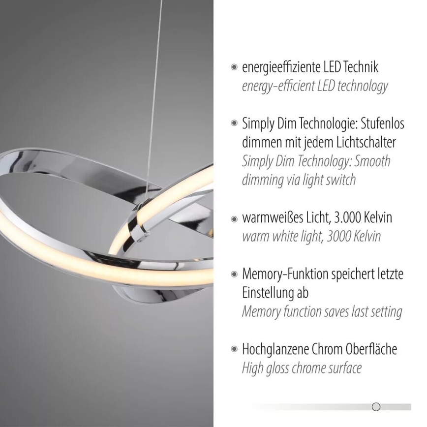 Paul Neuhaus 8291-17 - LED prigušivač luster na užetu MELINDA LED/30W/230V