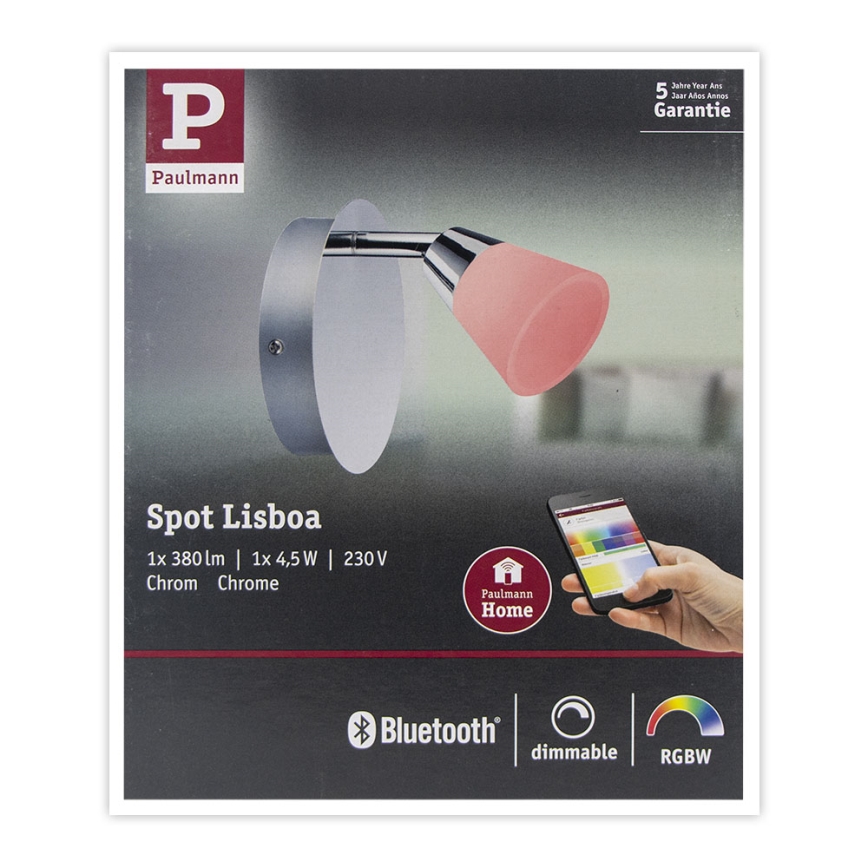 Paulmann 50078 - LED/4,5W RGBW Prigušiva zidna reflektorska svjetiljka LISBOA 230V