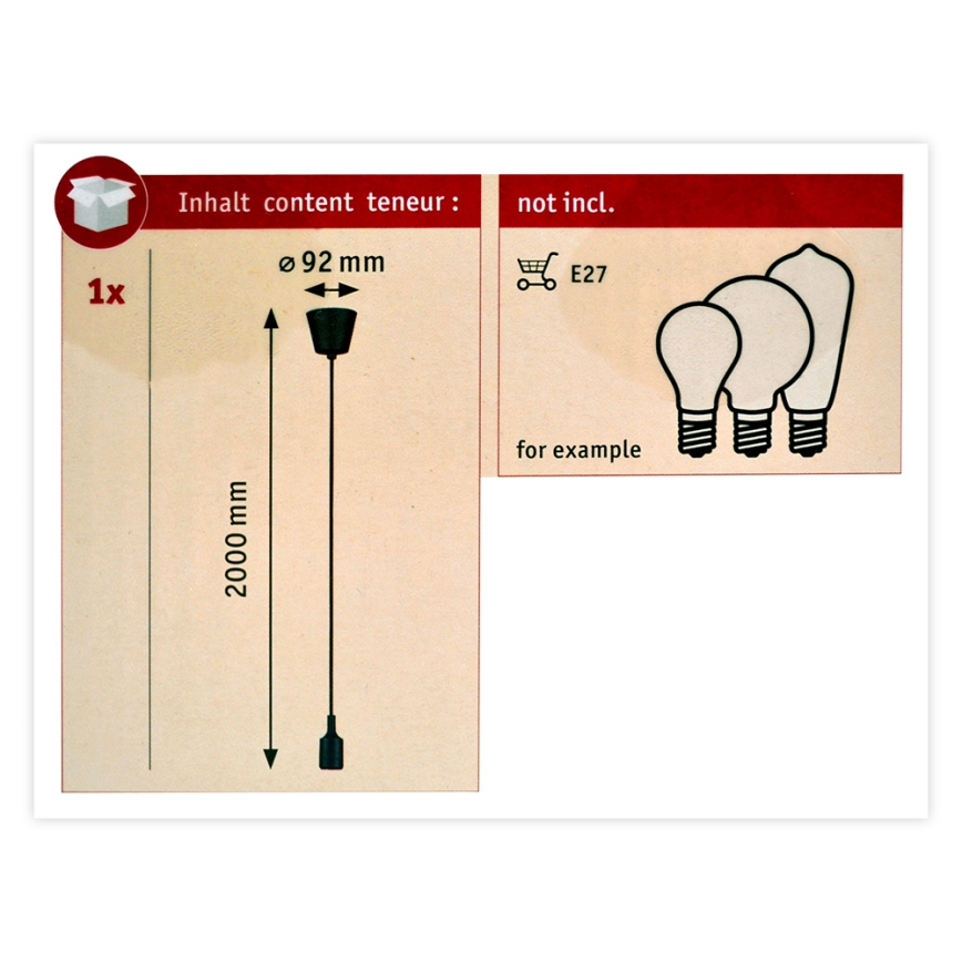Paulmann 50346 - Kabel za napajanje NEORDIC 1xE27/20W/230V IP44