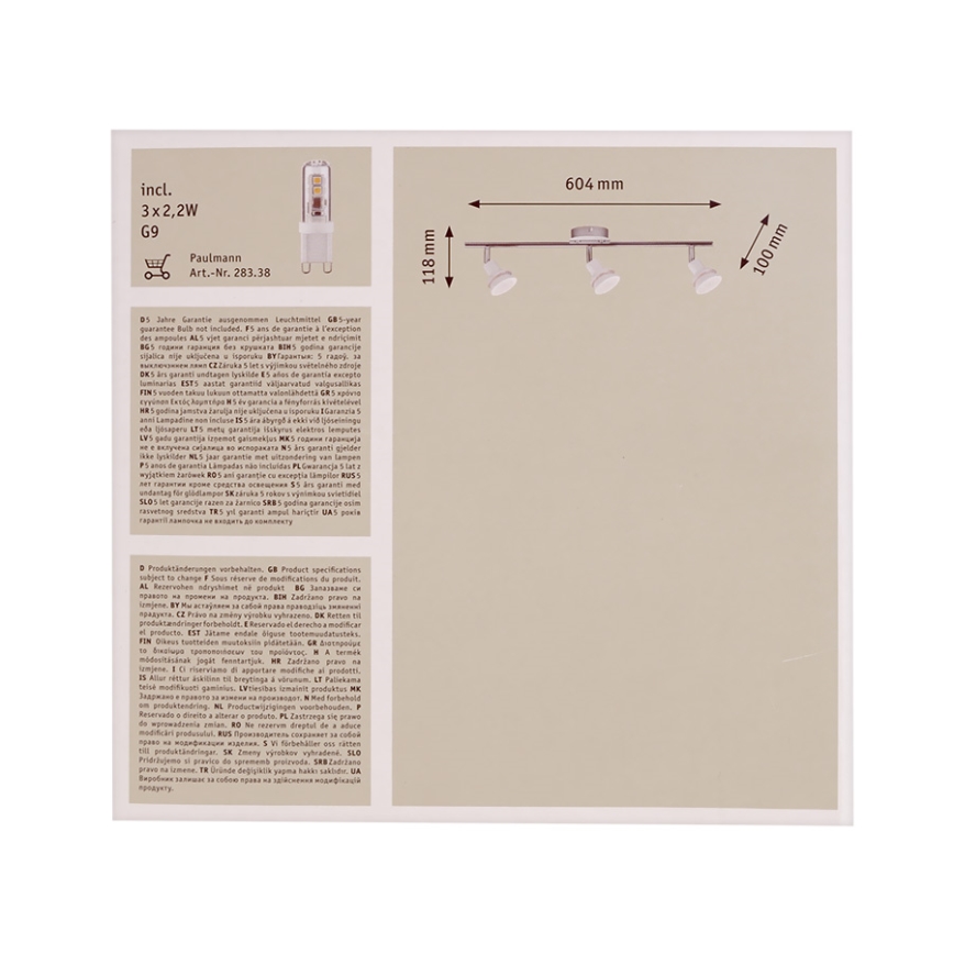 Paulmann 66620 - LED reflektorska svjetiljka DOUBLE 3xG9/2,2W/230V