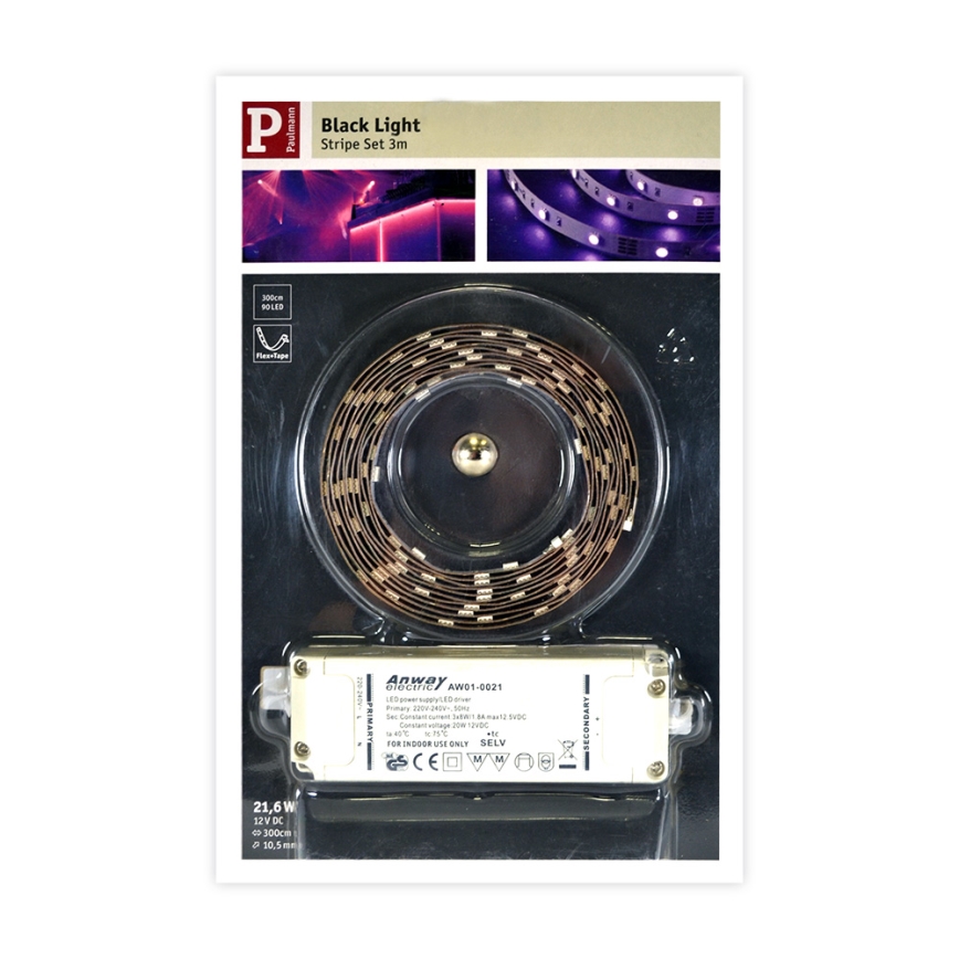 Paulmann 70329 - LED Traka BLACKLIGHT LED/18W/230/12V 3m