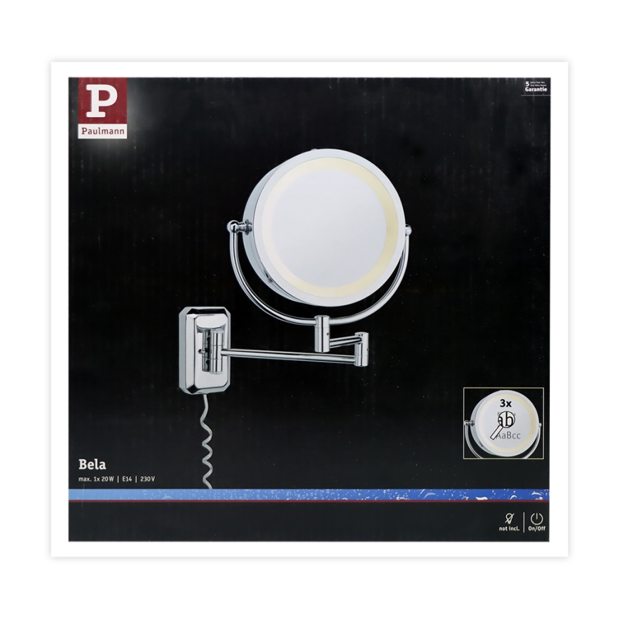 Paulmann 70349 - 1xE14/20W W IP44 Zidno kozmetičko ogledalo 230V