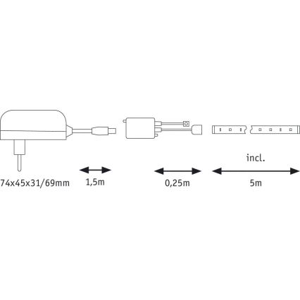 Paulmann 70480 - LED RGBW/16,5W Prigušiva traka DIGITAL 5 m 230V + daljinski upravljač