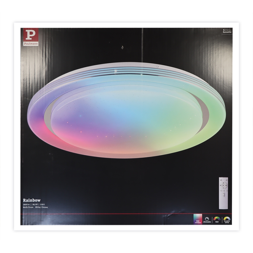 Paulmann 70547 - LED RGBW/38,5W Prigušiva stropna svjetiljka RAINBOW 230V 3000-6500K + daljinski upravljač