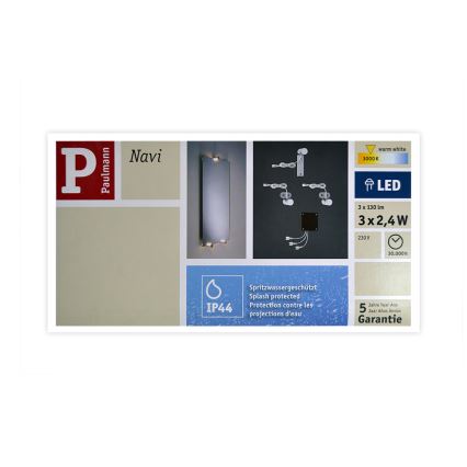 Paulmann 70611 - 3xLED/2,4W IP44 Kupaonska rasvjeta za ogledalo NAVI 230V