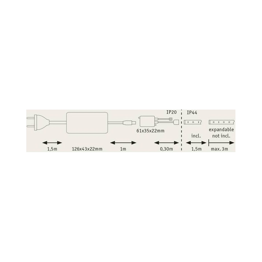 Paulmann 70623 - LED/10W IP44 Prigušiva traka za kupaonicu MAXLED 1,5 m 2700-6500K 230V + daljinski upravljač