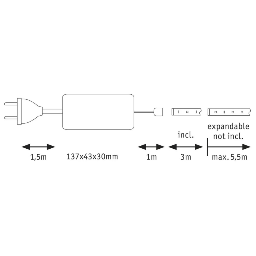 Paulmann 70666 - LED/20W IP44 Prigušiva traka za kupaonicu MAXLED 3 m 2700K 230V