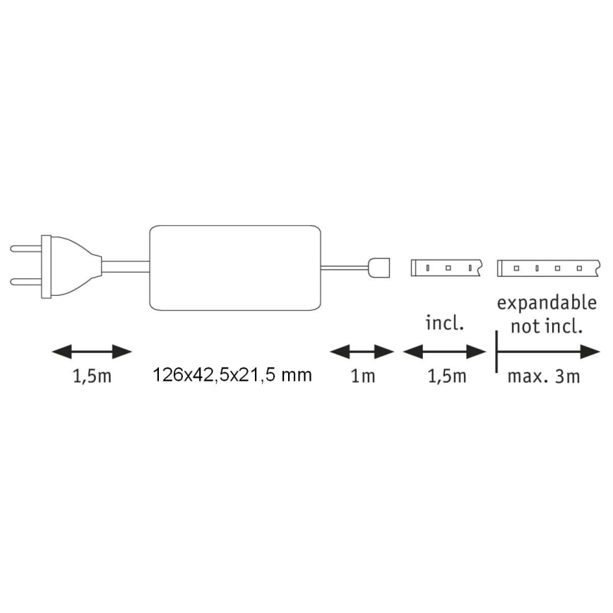 Paulmann 70668 - LED/9W IP44 Prigušiva traka za kupaonicu MAXLED 1,5 m 2700K 230V