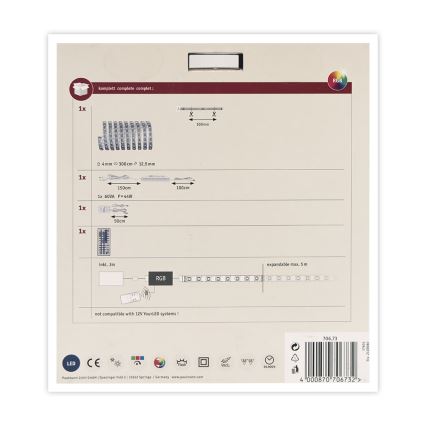 Paulmann 70673 - LED RGB/40W Prigušiva traka MAXLED 3m 230V + daljinski upravljač
